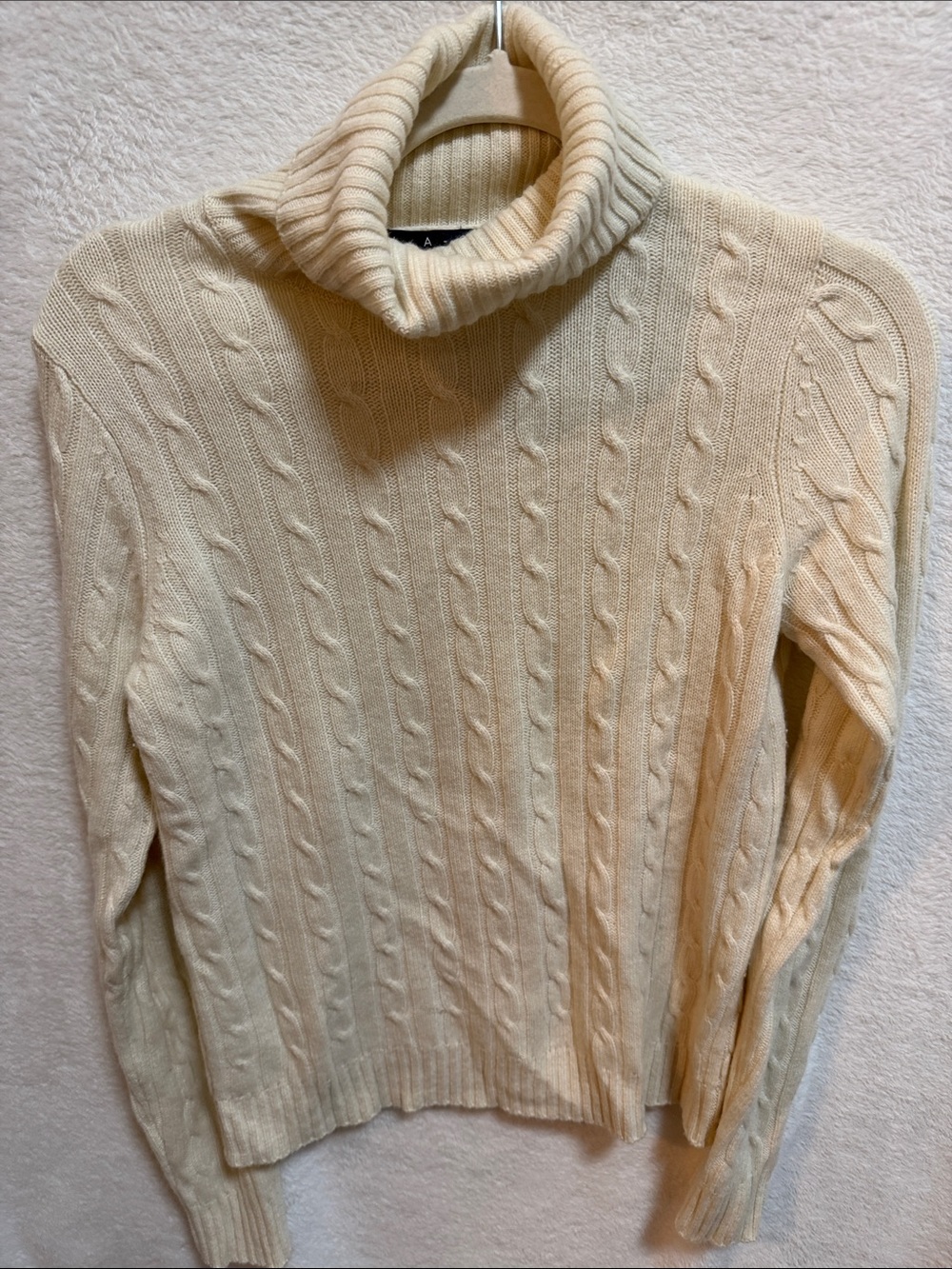 Women's Cream Cable Knit Turtleneck Sweater